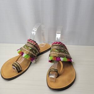 Z&L Boho Embroidered Single Toe Flat Sandals, 39